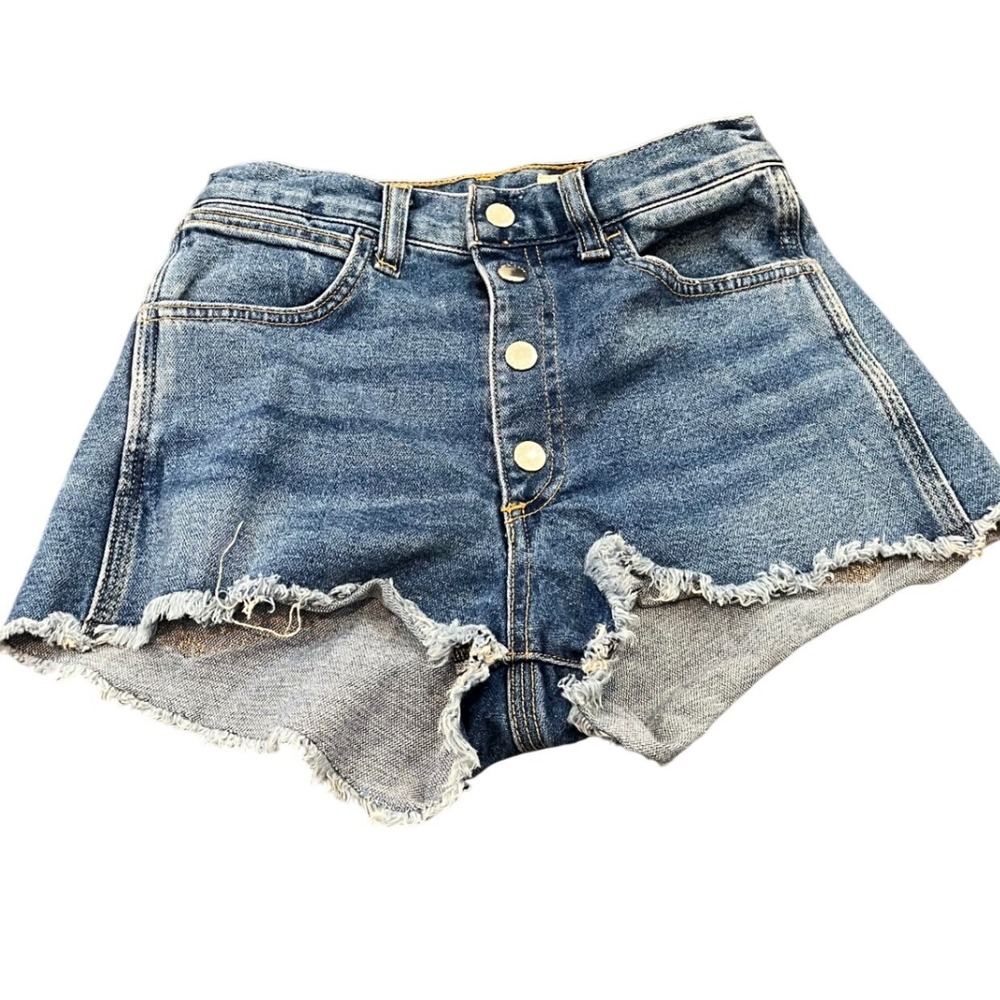 Rag & Bone Jean Shorts Womens 24 Blue Bluehill Button Fly Raw‎ Hem W1941K158BLU